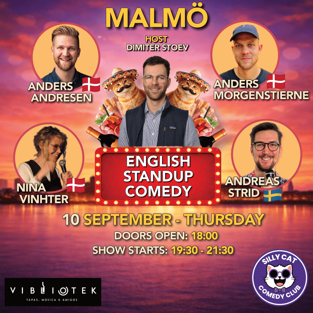 Viva La Thursday Standup Show - 10th September poster - English 🇬🇧 comedy show at Vibliotek, Malmö