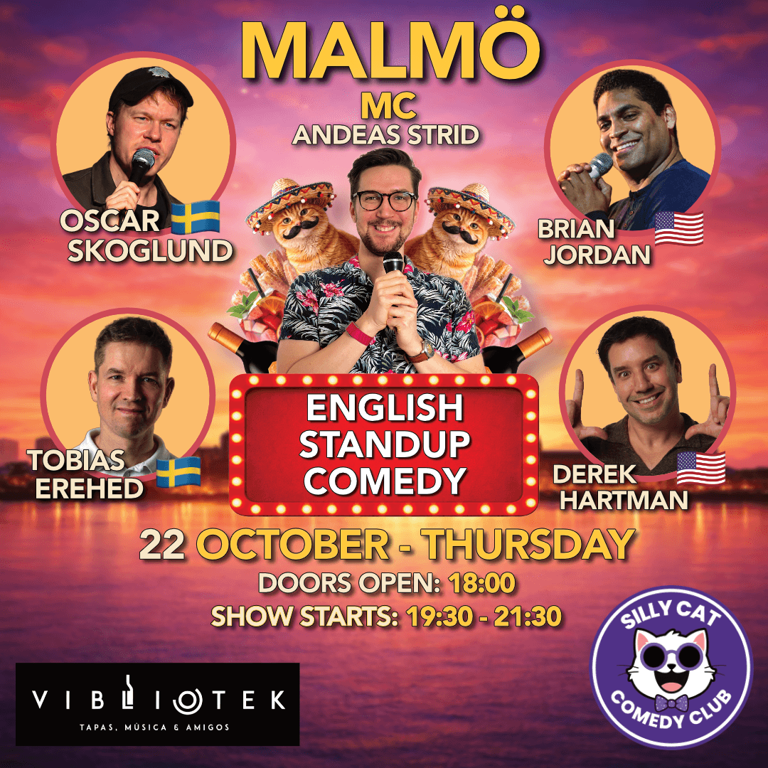 Viva La Thursday - English Standup - 22 October poster - English comedy show at Vibliotek, Malmö