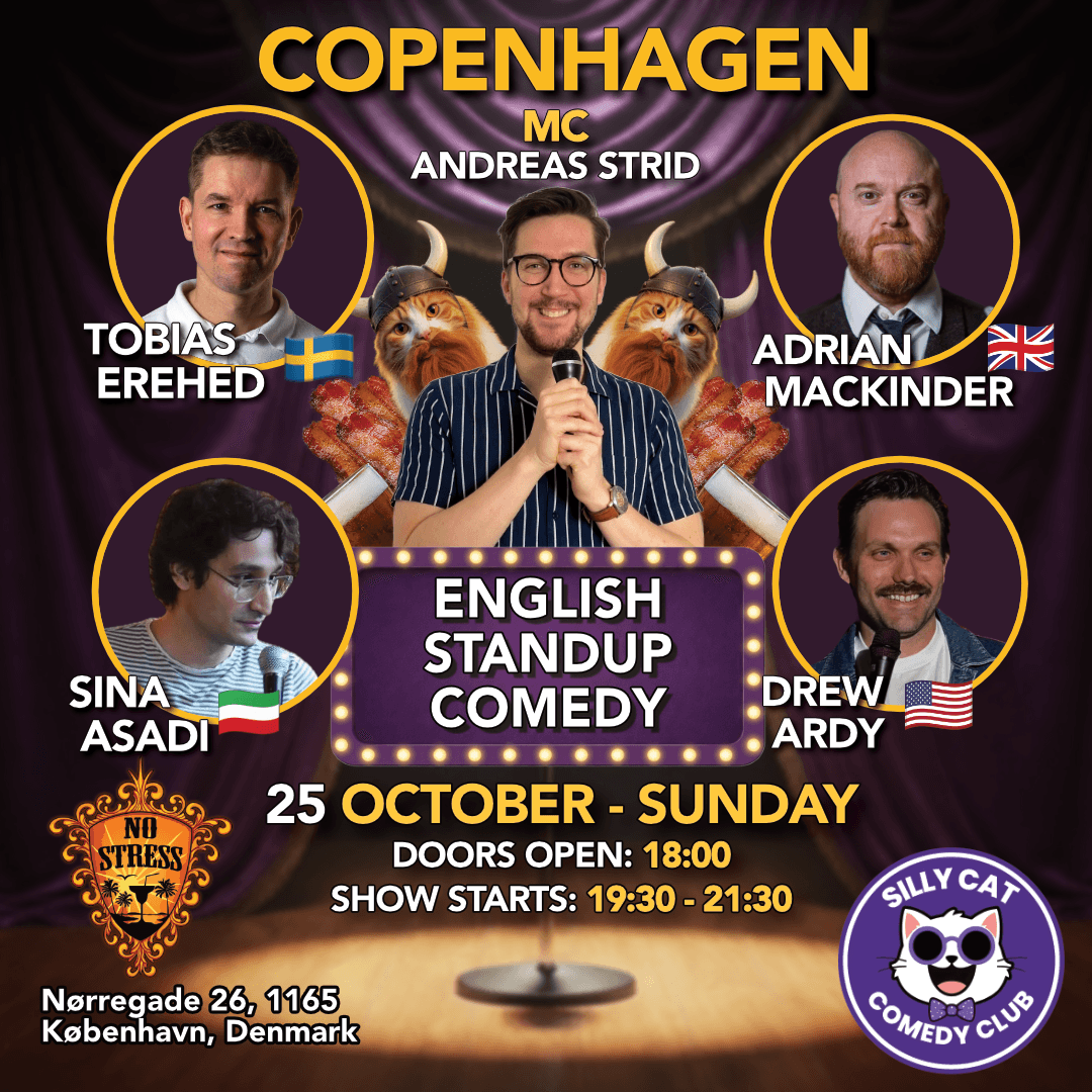 Funday Sunday - English Standup Comedy - 25 October poster - English comedy show at No Stress Bar, Copenhagen