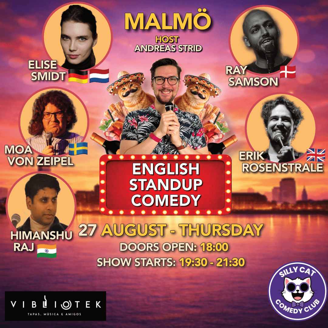 Viva La Thursday Standup Show - 27th August poster - English 🇬🇧 comedy show at Vibliotek, Malmö