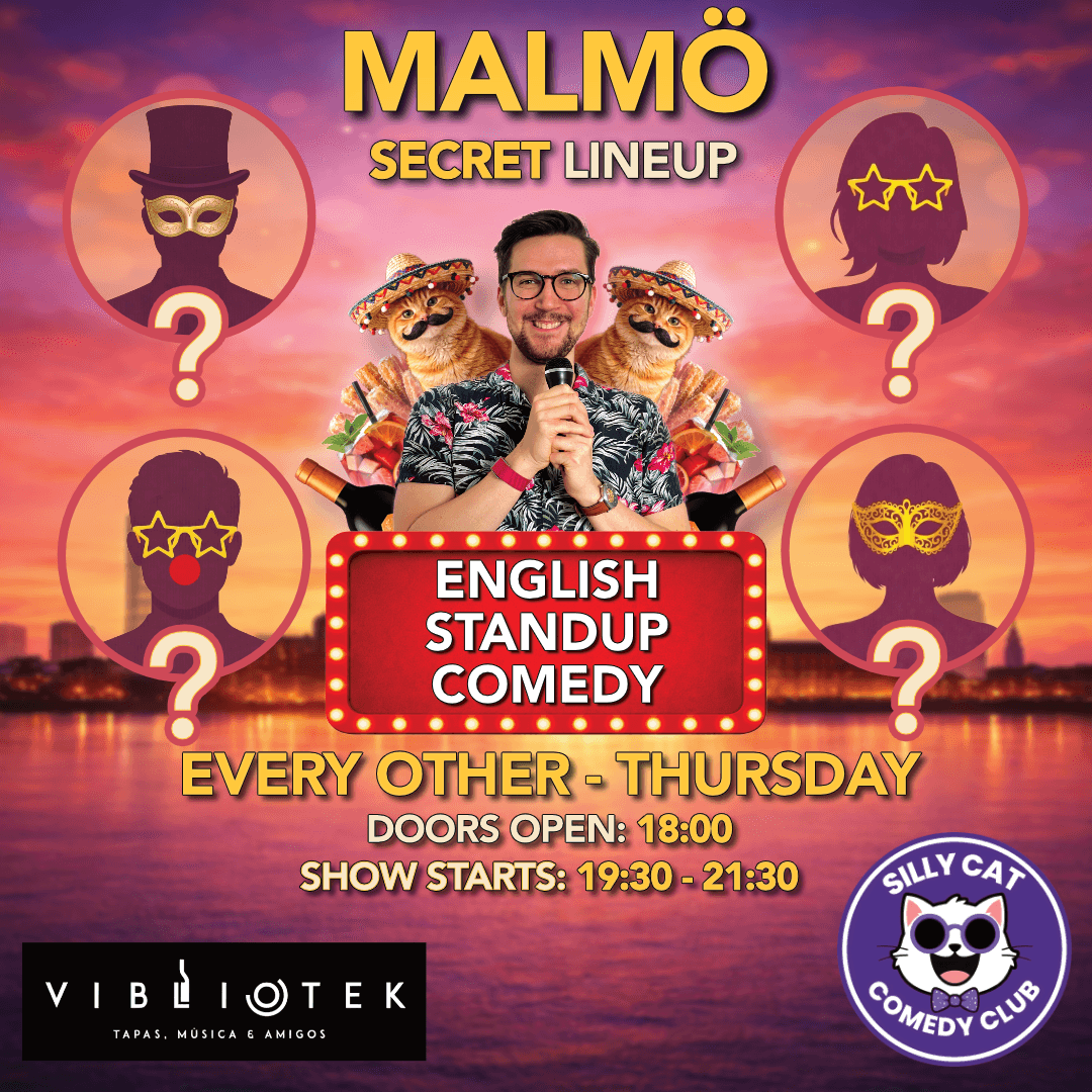 Viva La Thursday - English Standup - 22th October poster - English 🇬🇧 comedy show at Vibliotek, Malmö